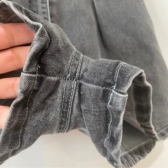 Mebon M High Rise Grey Stone Washed Distressed Shortie Shorts - Picture 5 of 16